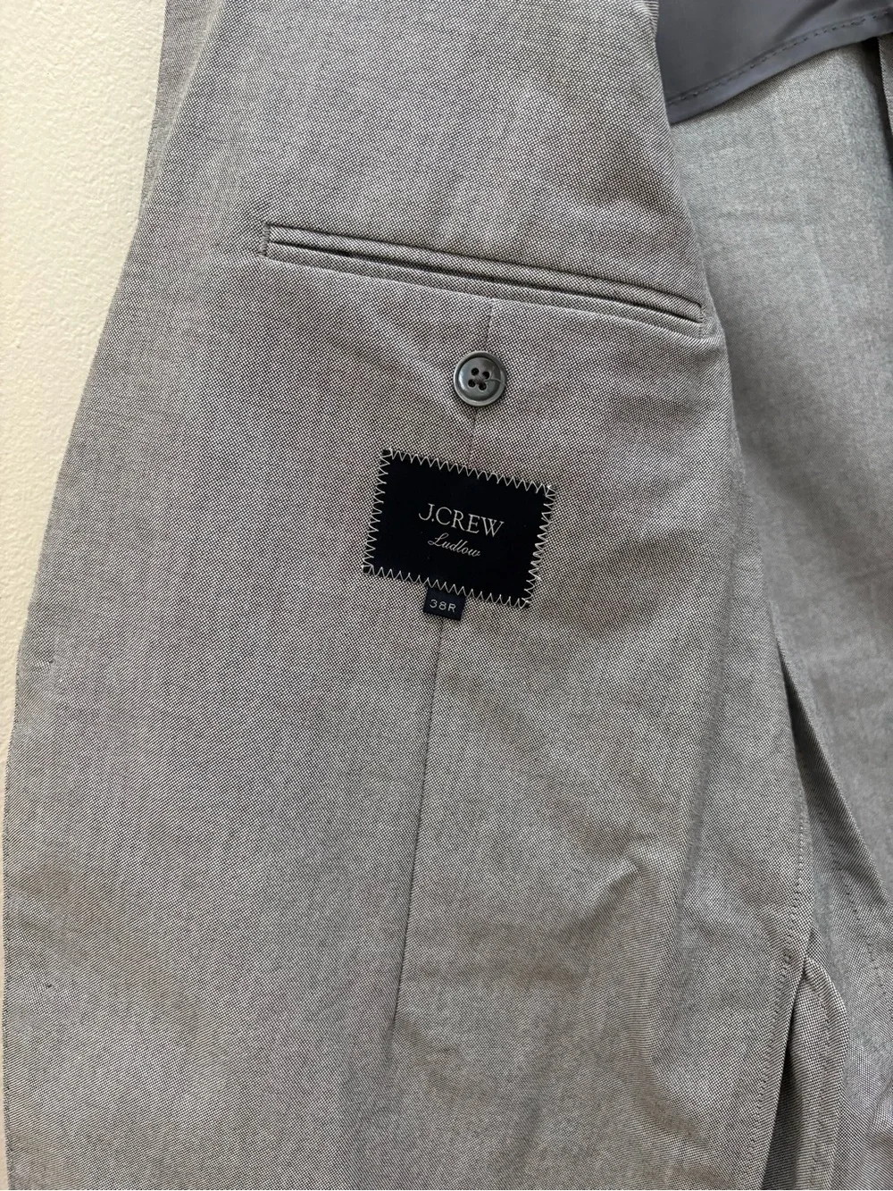 J. Crew $348 Gray Ludlow Slim Suit Jacket In Portuguese Cotton Oxford Size 38R M